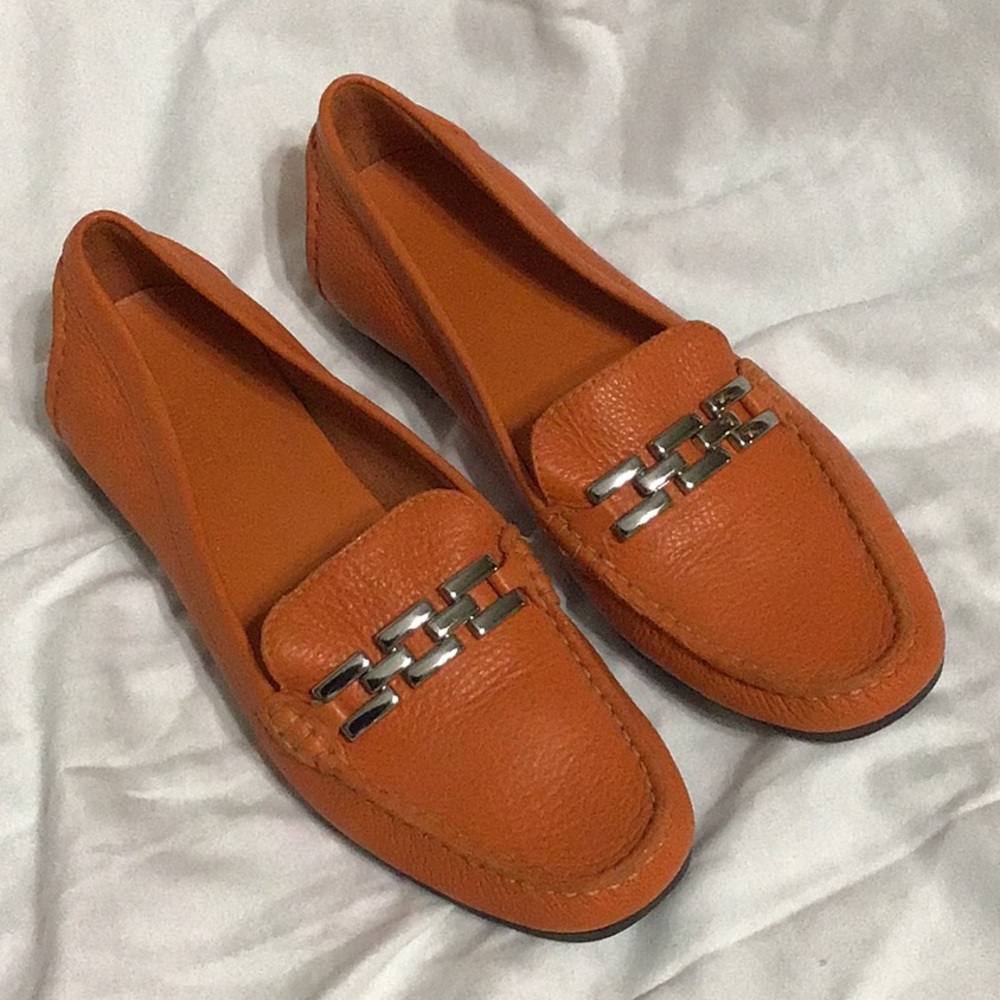 Talbots leather orange slip on shoes